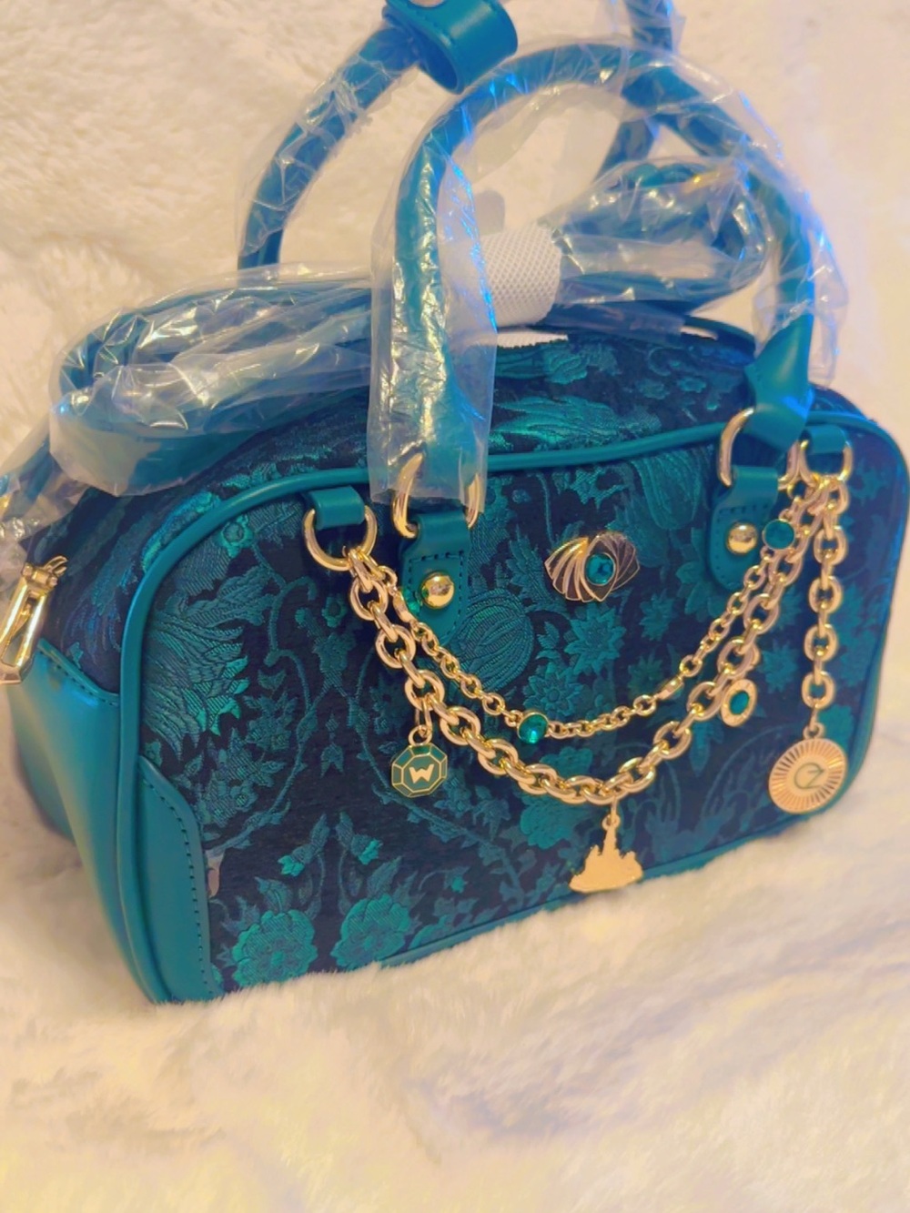 HER UNIVERSE Wicked Oz Green Floral Brocade Purse With Crossbody Strap NEW